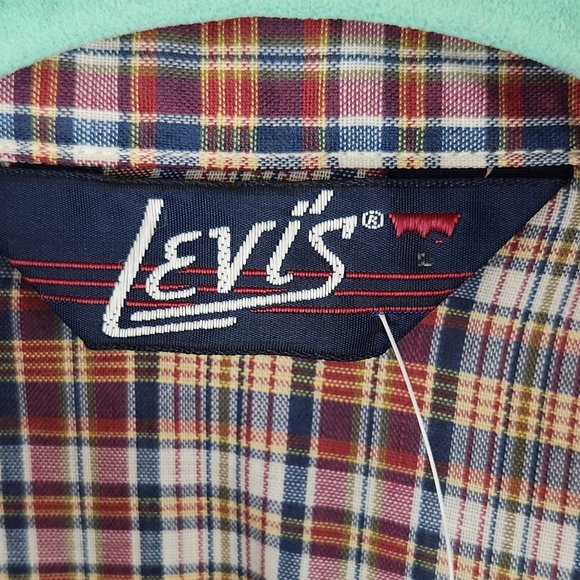NEW Vintage Levi’s 80's Tapered Fit Plaid Easy Care Blend Button Up Shirt sz M - Picture 8 of 12